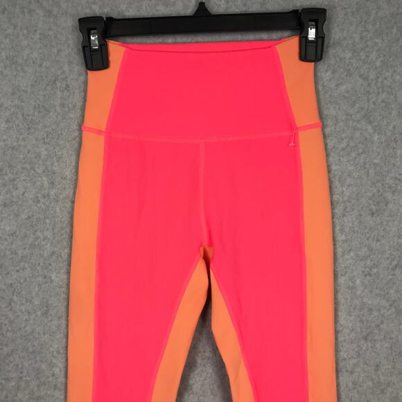 Wilo The Label Leggings Women XS Pink Peach Ribbed Contrast 7/8 Yoga Active READ - Picture 2 of 13